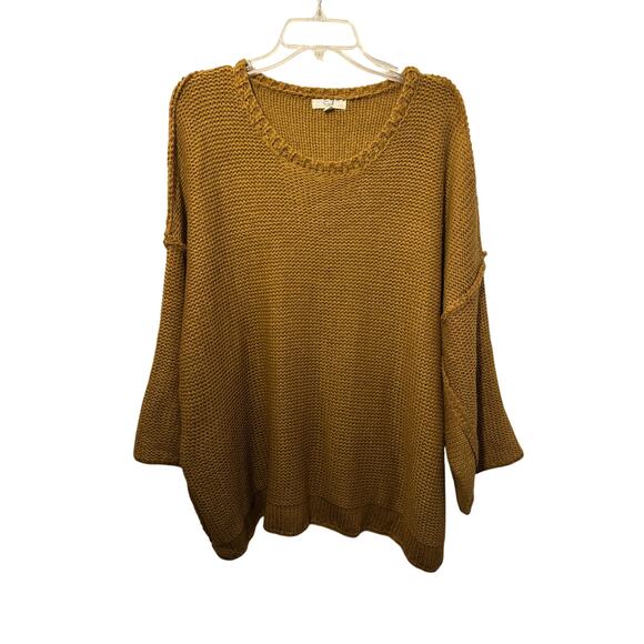 Easel Womens Boxy Oversized Pullover Knit Sweater Mustard Gold Size M / L - Picture 1 of 7